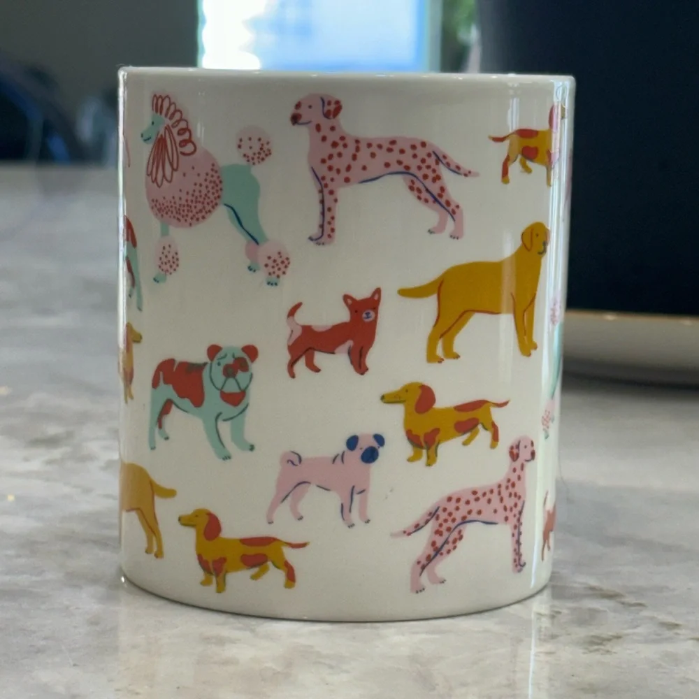 Park Lane White Ceramic Dog Pattern Mug with Multicolor Dogs